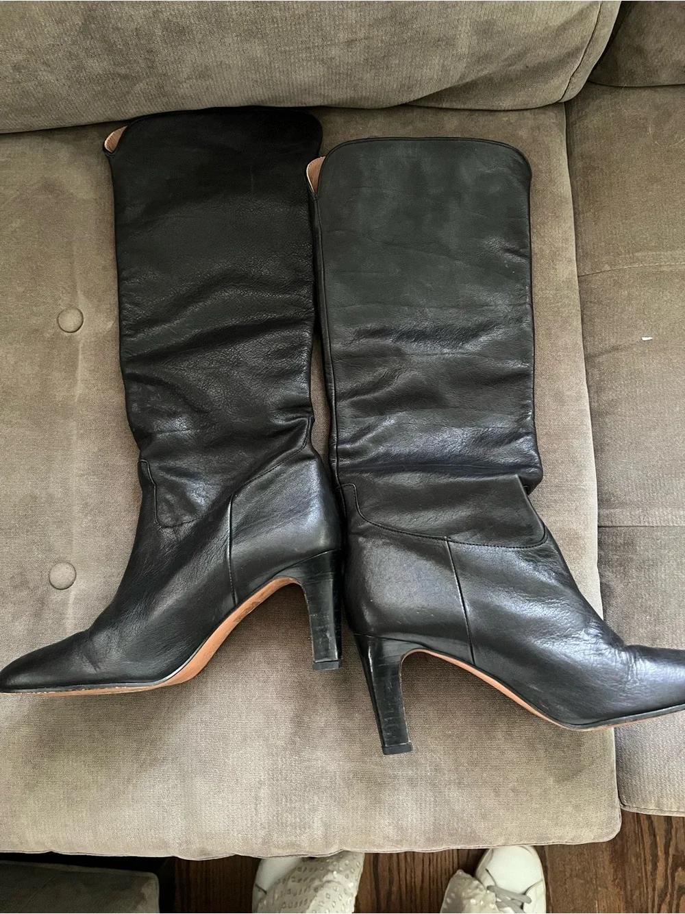 ba&sh Black Leather Knee-High Heeled Boots